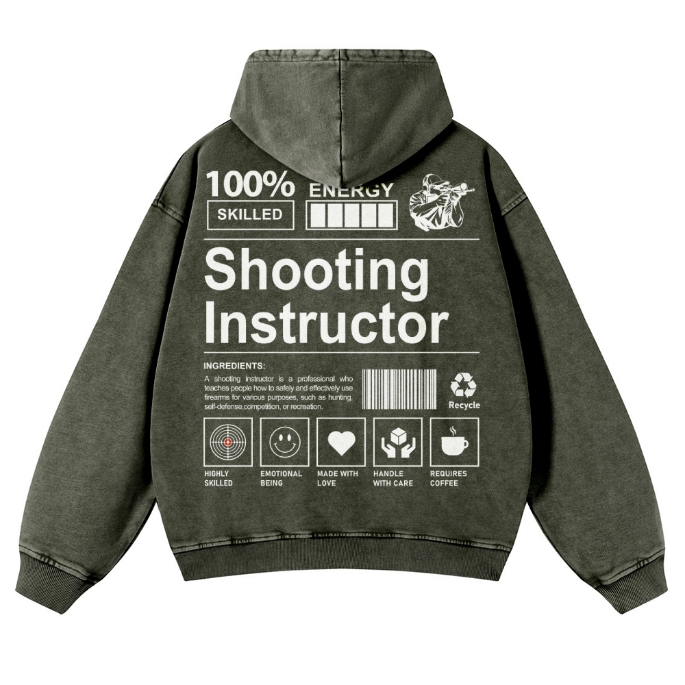 Shooting Instructor Printed Vintage Washed Hoodie-moweekender