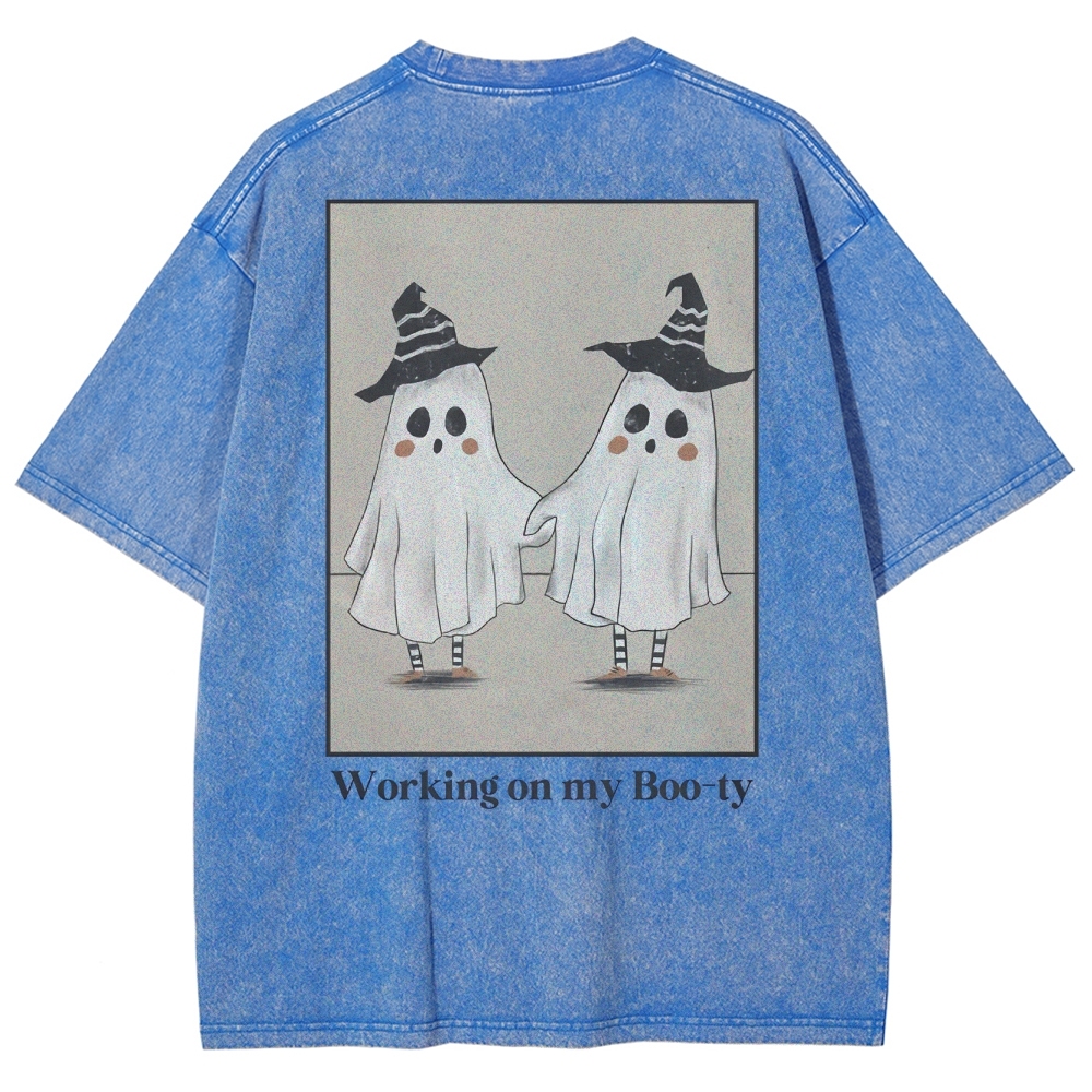 Working On My Booty Vintage Snowflake Washed T-Shirt-moweekender