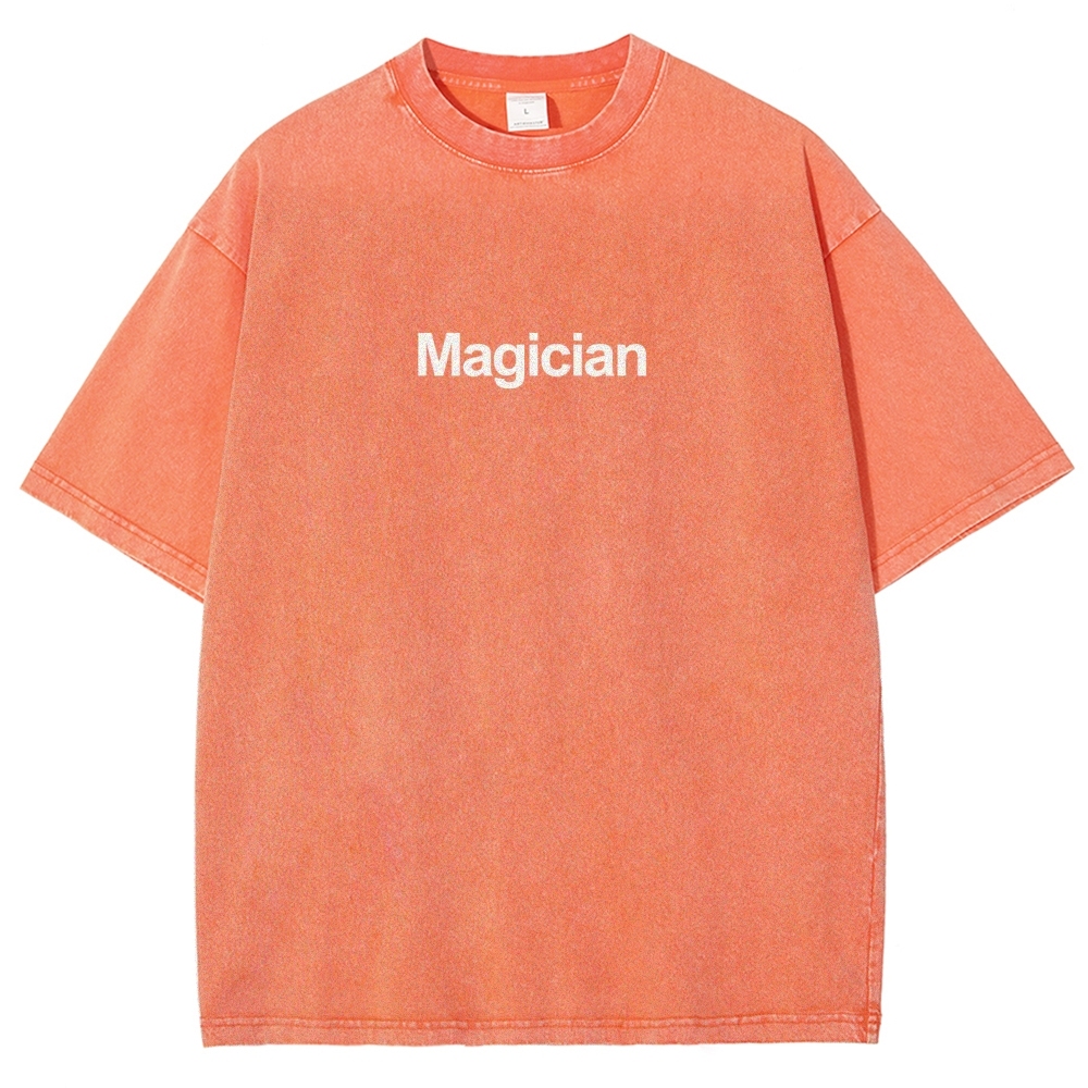 Magician Pattern Washed Vintage Short Sleeves T-Shirt-moweekender