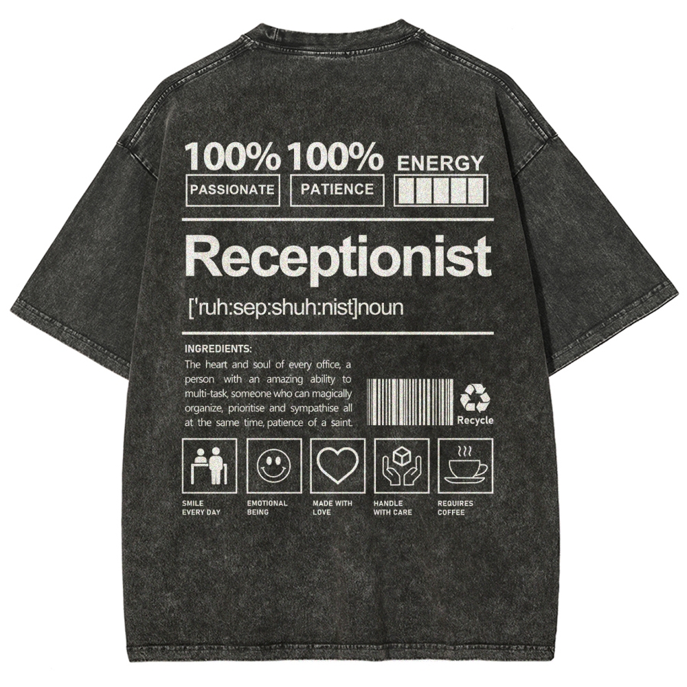 Receptionist Unisex Fit Washed T-Shirt-moweekender