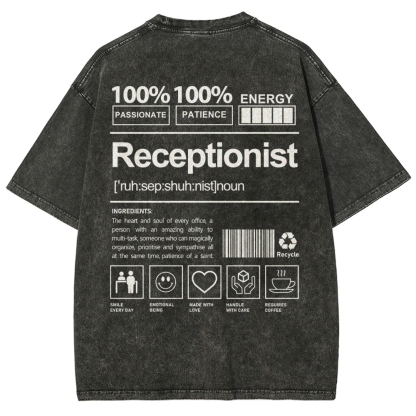 Receptionist Unisex Fit Washed T-Shirt-moweekender