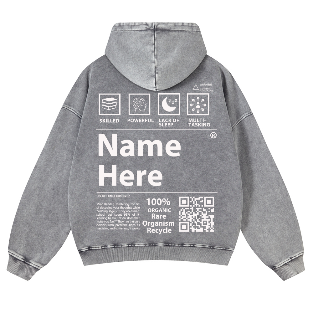 QR Code Customized Unisex Fit Washed Hoodie