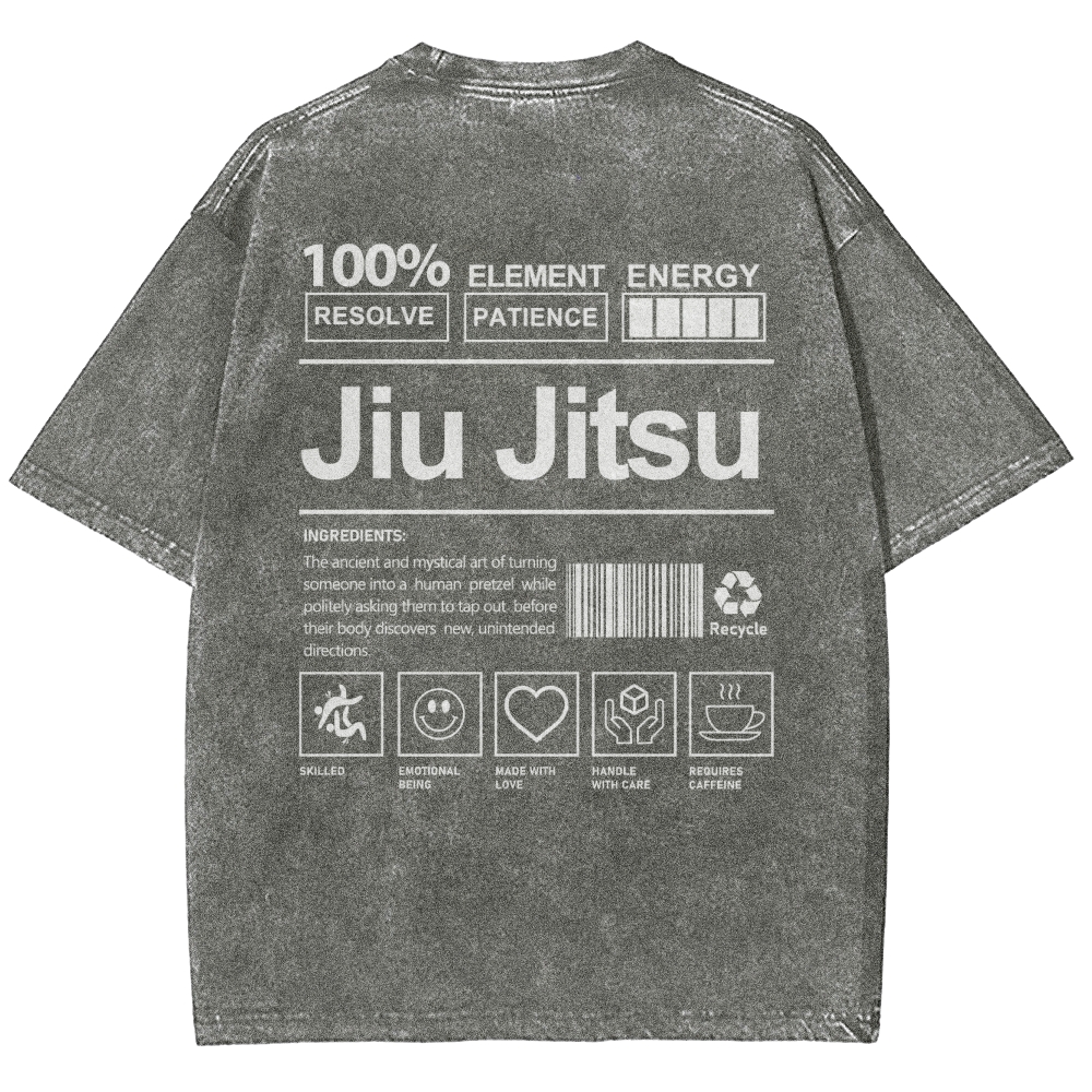 Jiu Jitsu Pattern Washed Vintage Short Sleeves T-Shirt-moweekender