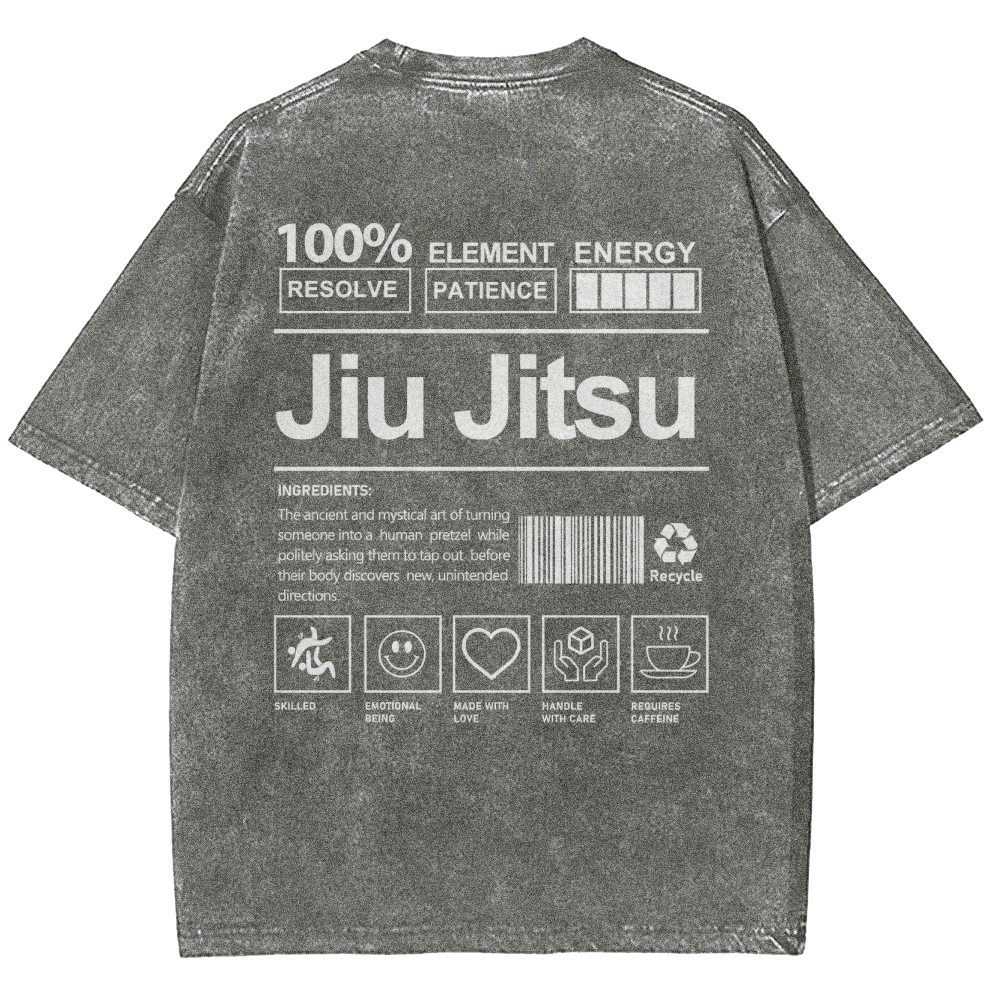 Jiu Jitsu Pattern Washed Vintage Short Sleeves T-Shirt-moweekender