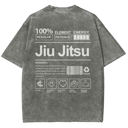Jiu Jitsu Pattern Washed Vintage Short Sleeves T-Shirt-moweekender
