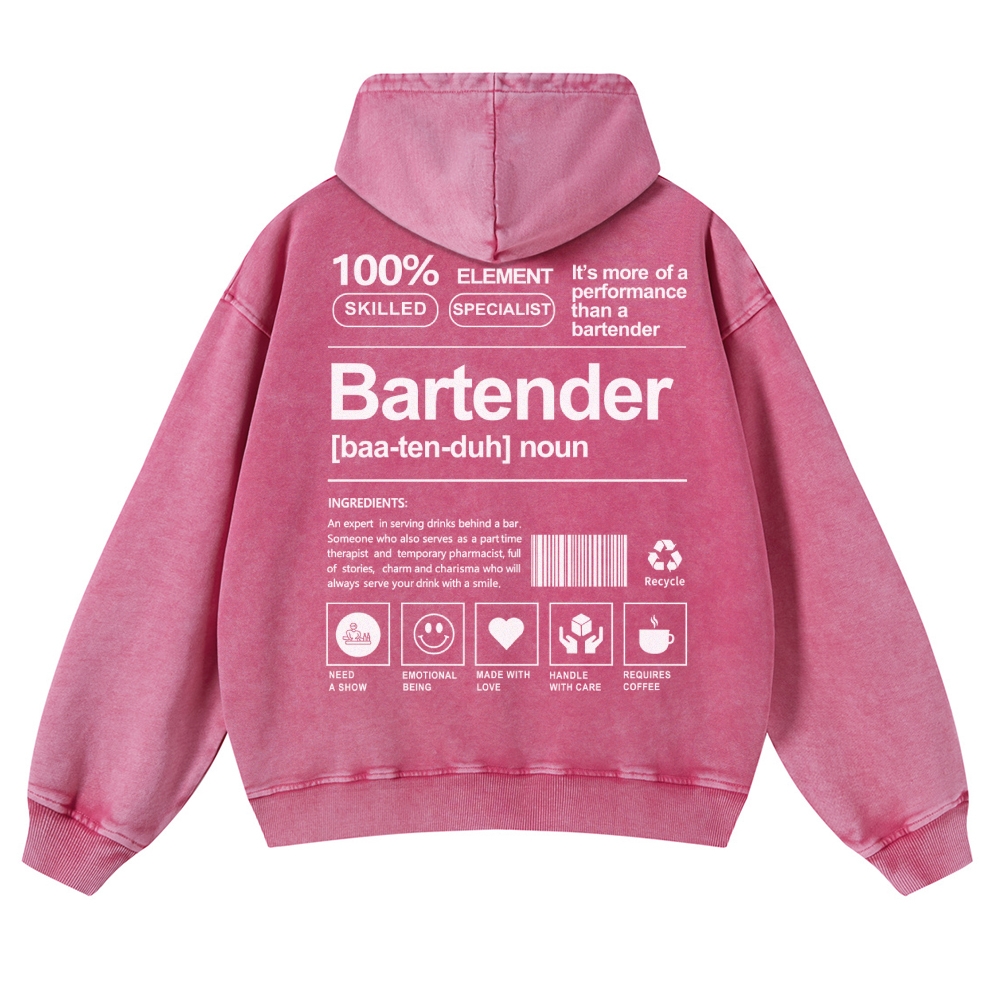 Bartender Printed Vintage Washed Hoodie-moweekender