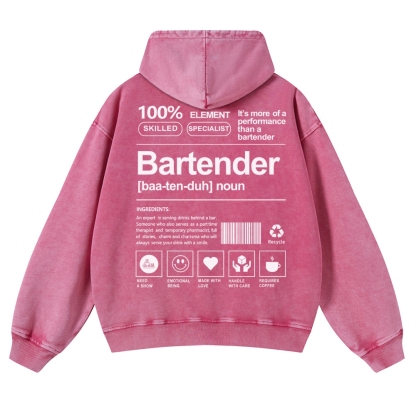 Bartender Printed Vintage Washed Hoodie-moweekender