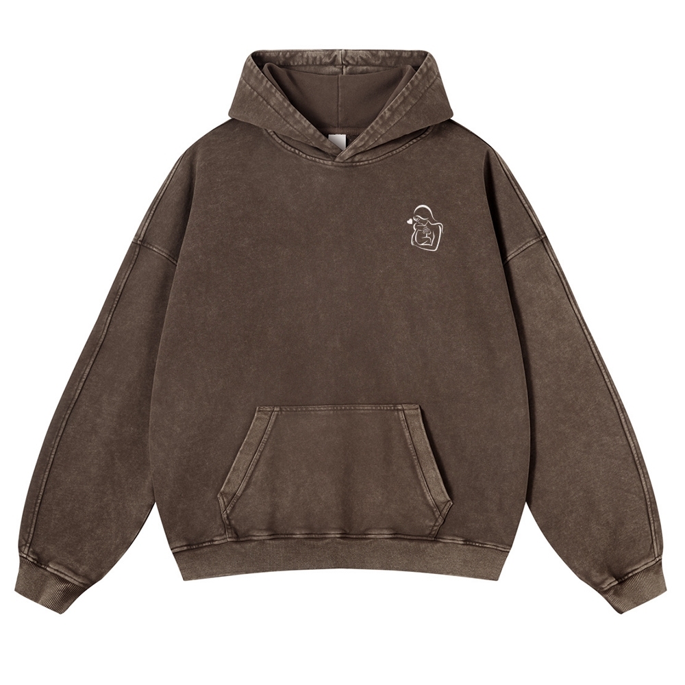 Mom Printed Vintage Washed Hoodie-moweekender
