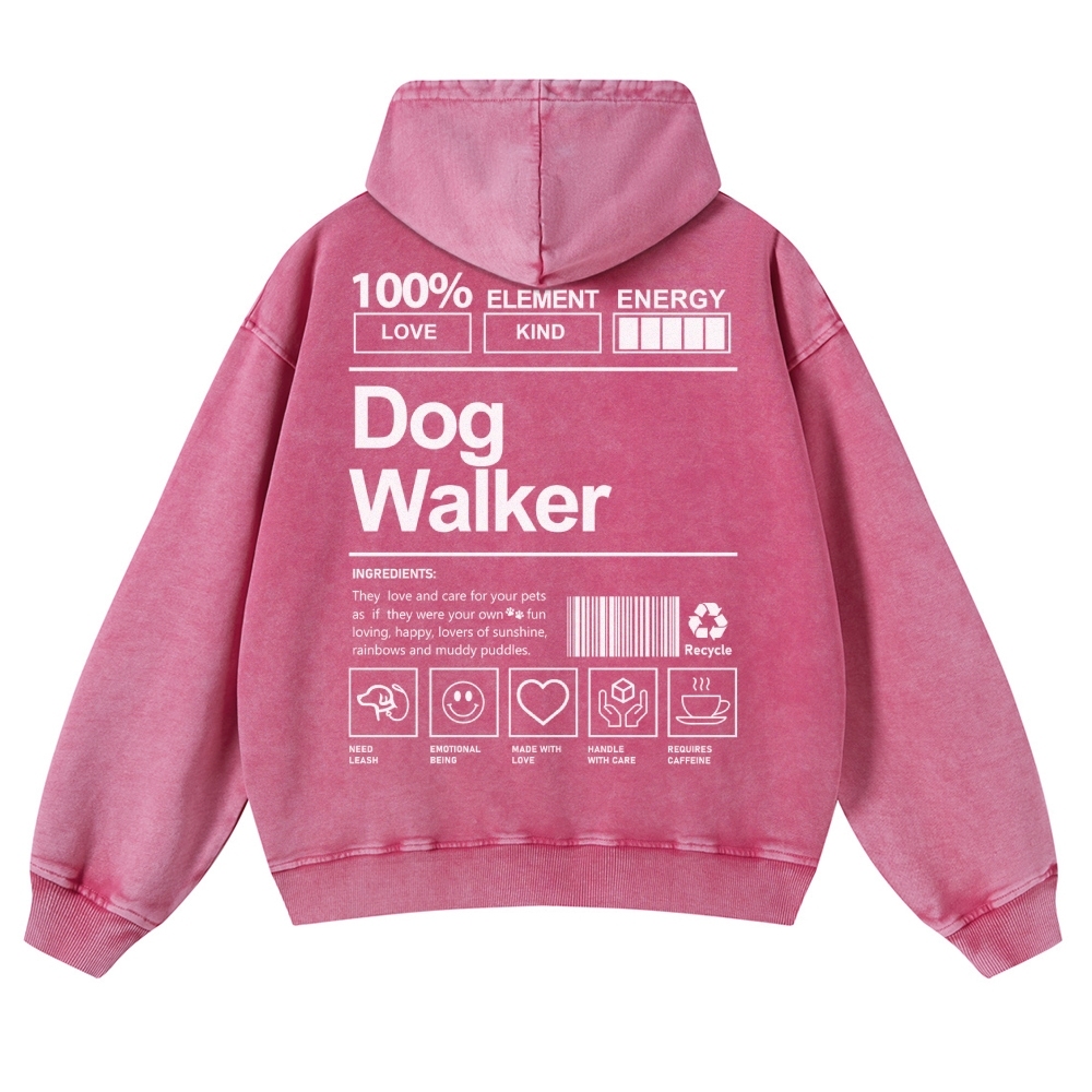 Dog Walker Printed Vintage Washed Hoodie-moweekender