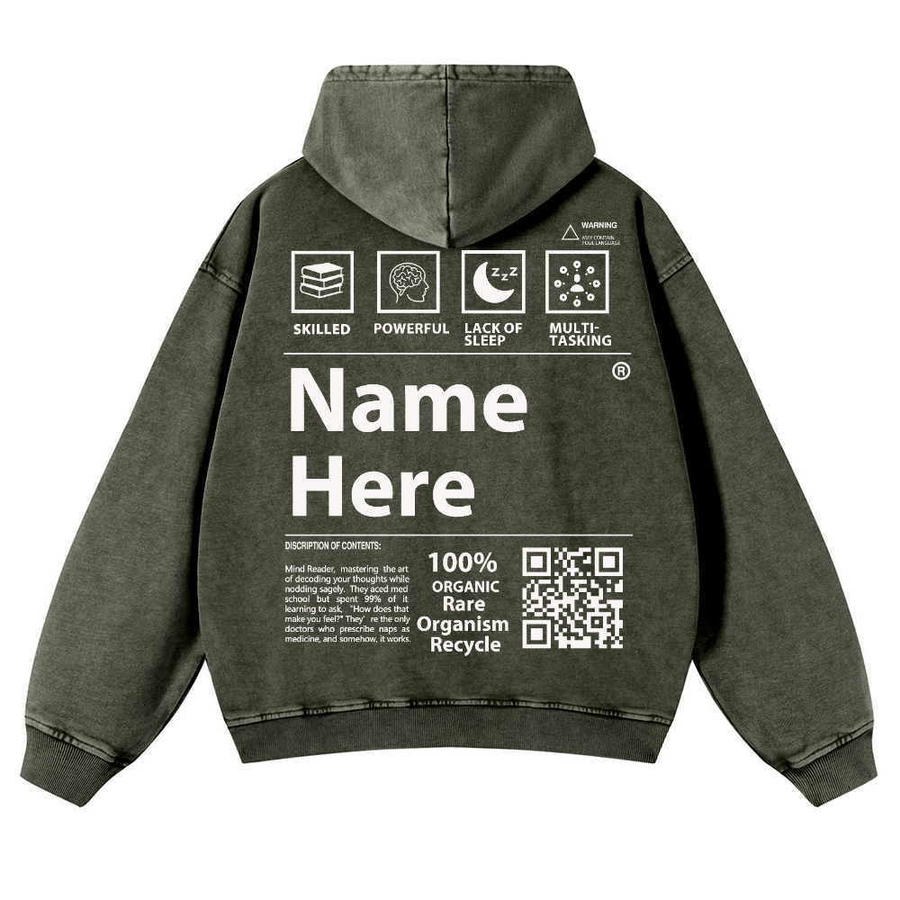 QR Code Customized Unisex Fit Washed Hoodie