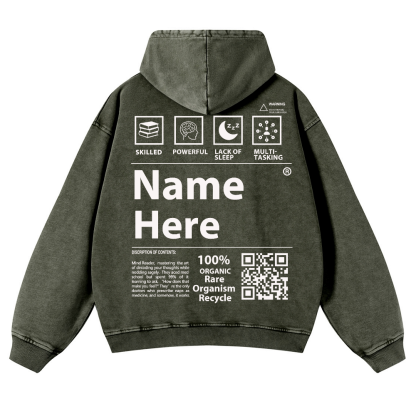 QR Code Customized Unisex Fit Washed Hoodie