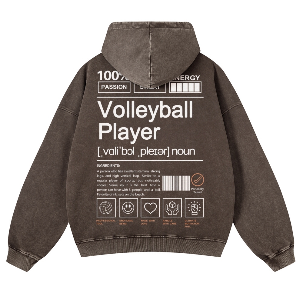 Volleyball Player Vintage Washed Hoodie