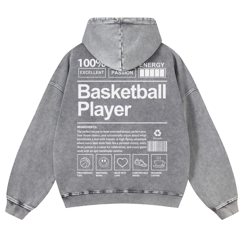 Basketball Player Vintage Washed Hoodie