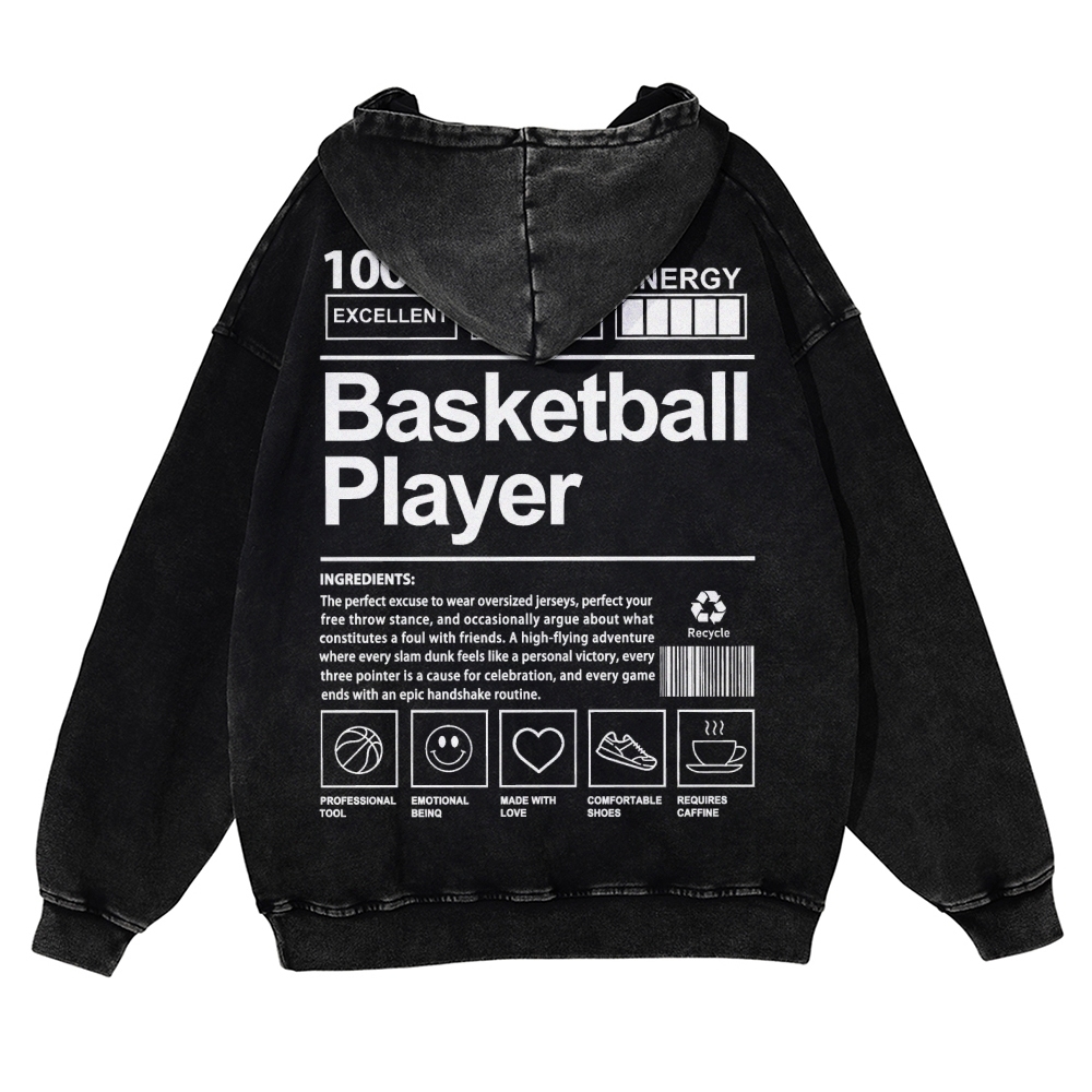 Basketball Player Vintage Washed Hoodie