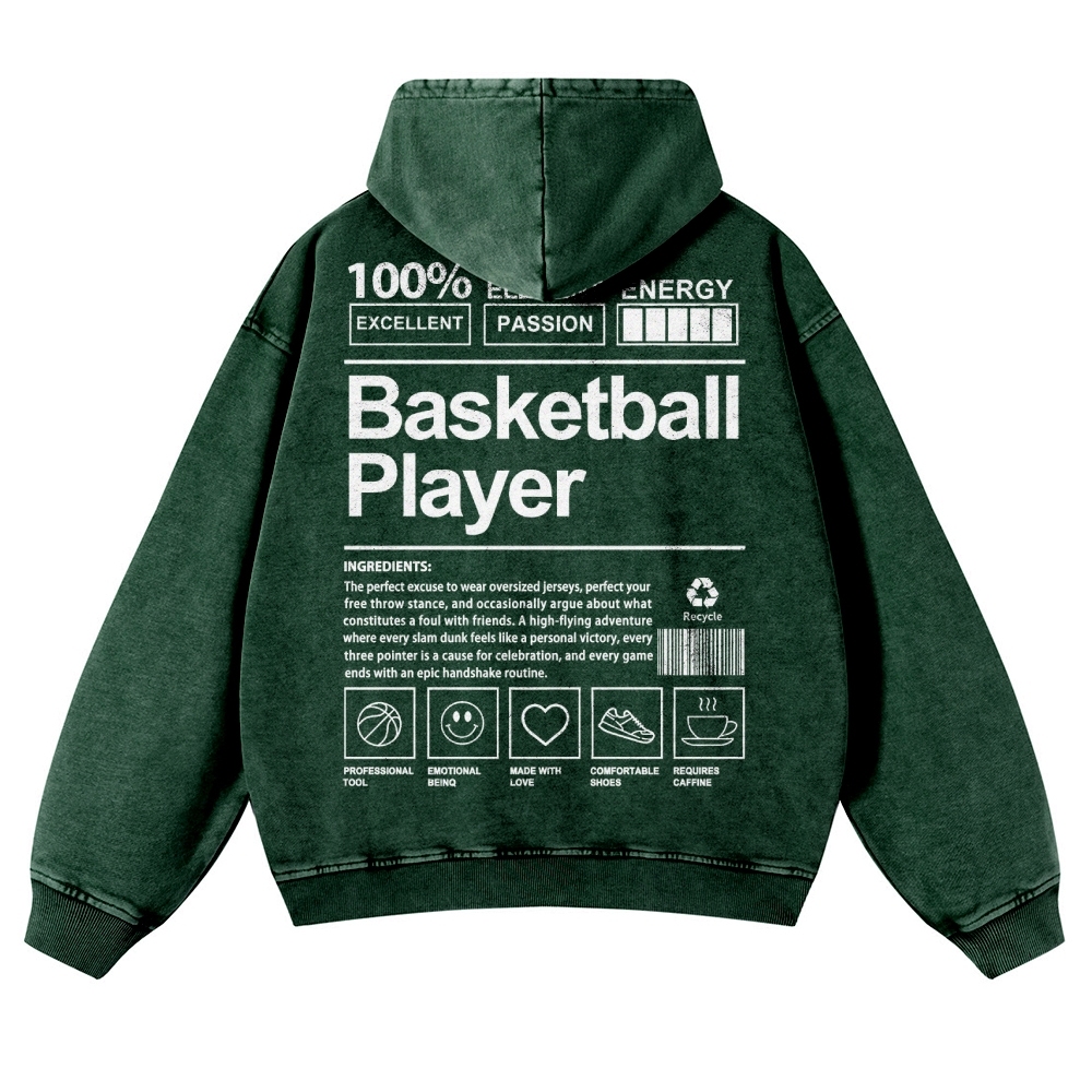 Basketball Player Vintage Washed Hoodie