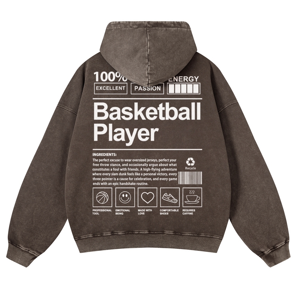Basketball Player Vintage Washed Hoodie