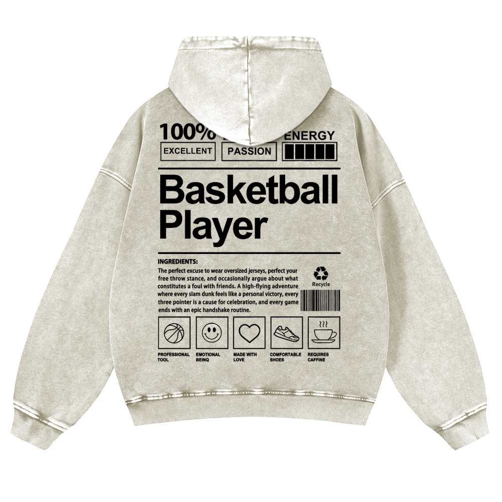 Basketball Player Vintage Washed Hoodie