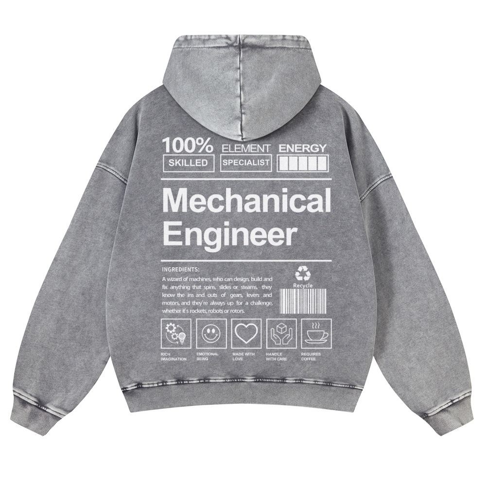 Mechanical Engineer Unisex Fit Vintage Washed Hoodie