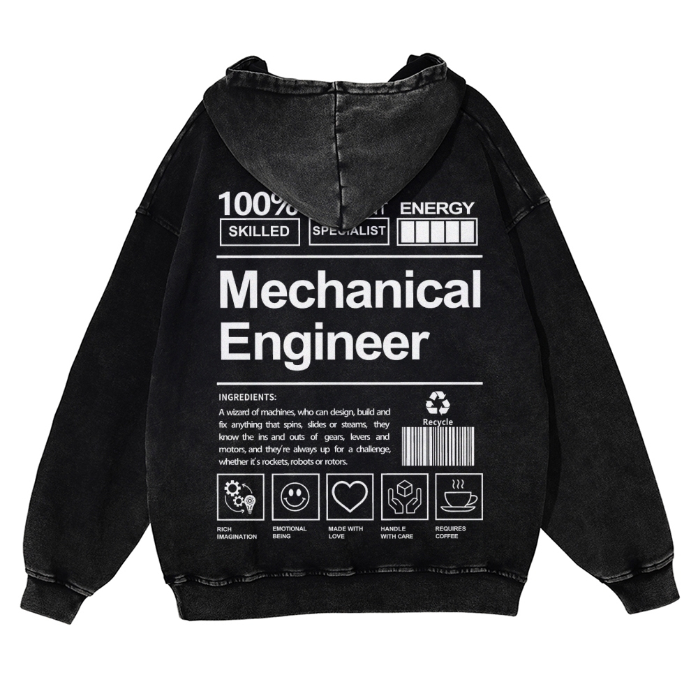 Mechanical Engineer Unisex Fit Vintage Washed Hoodie