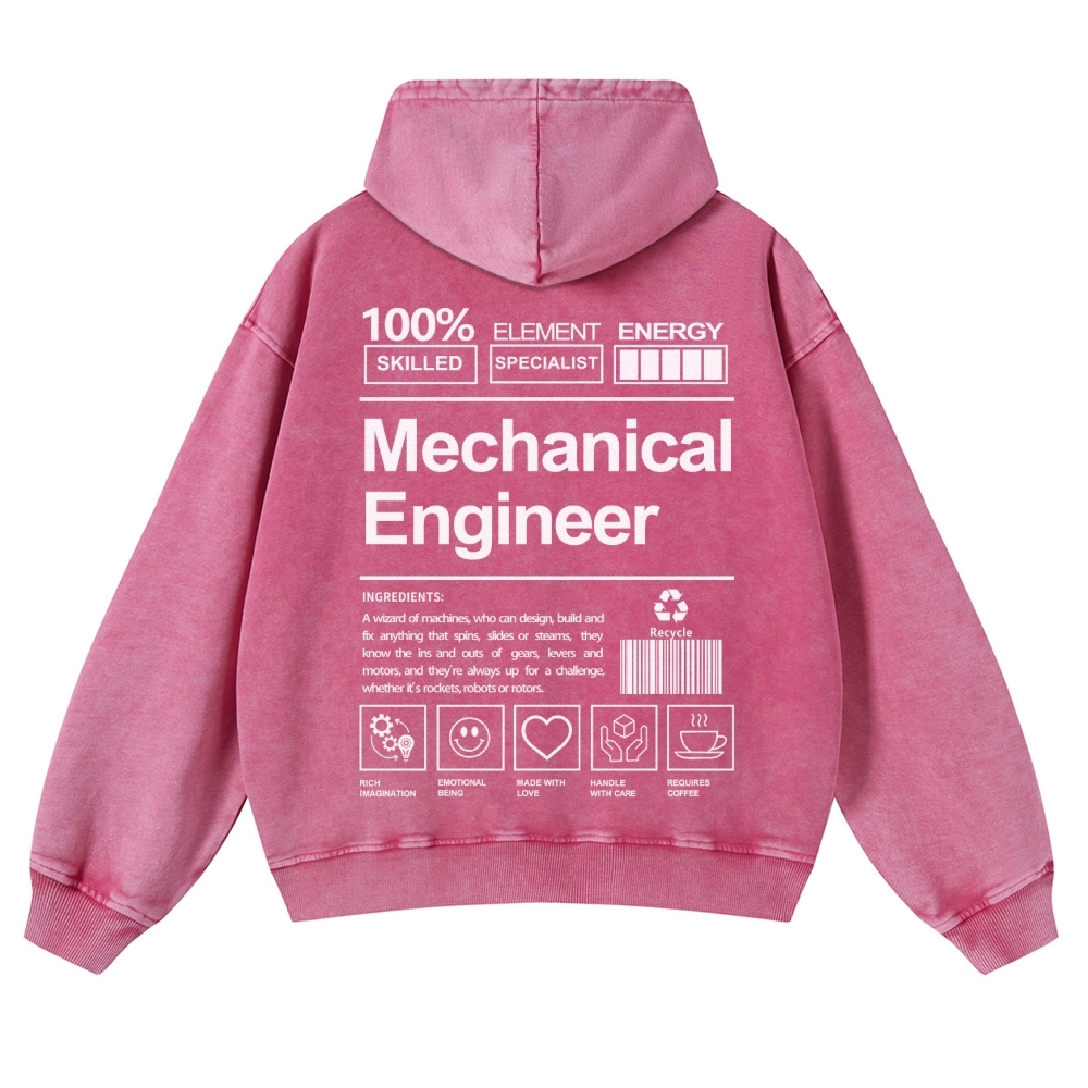 Mechanical Engineer Unisex Fit Vintage Washed Hoodie
