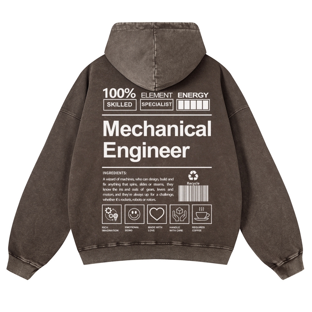 Mechanical Engineer Unisex Fit Vintage Washed Hoodie