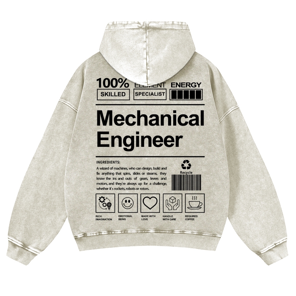 Mechanical Engineer Unisex Fit Vintage Washed Hoodie