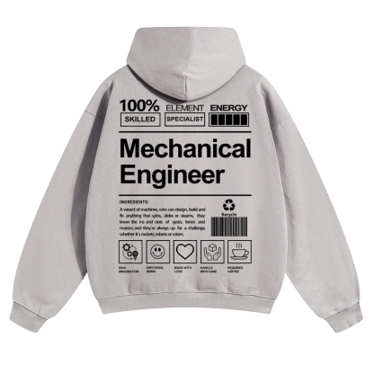 Mechanical Engineer Unisex Casual  Prints Hoodie