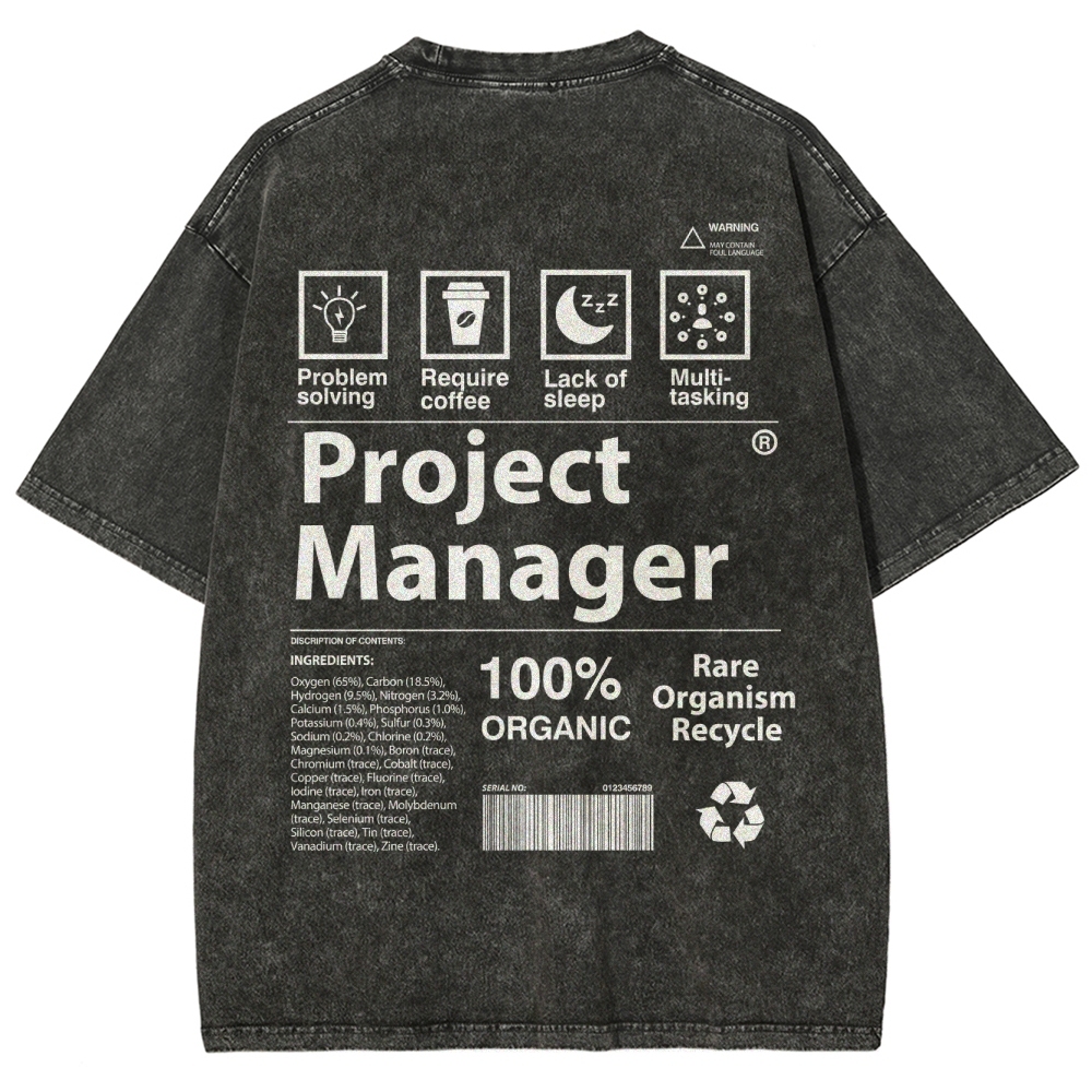 Project Manager Unisex Fit Washed T-Shirt
