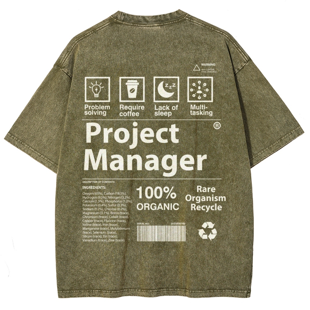 Project Manager Unisex Fit Washed T-Shirt