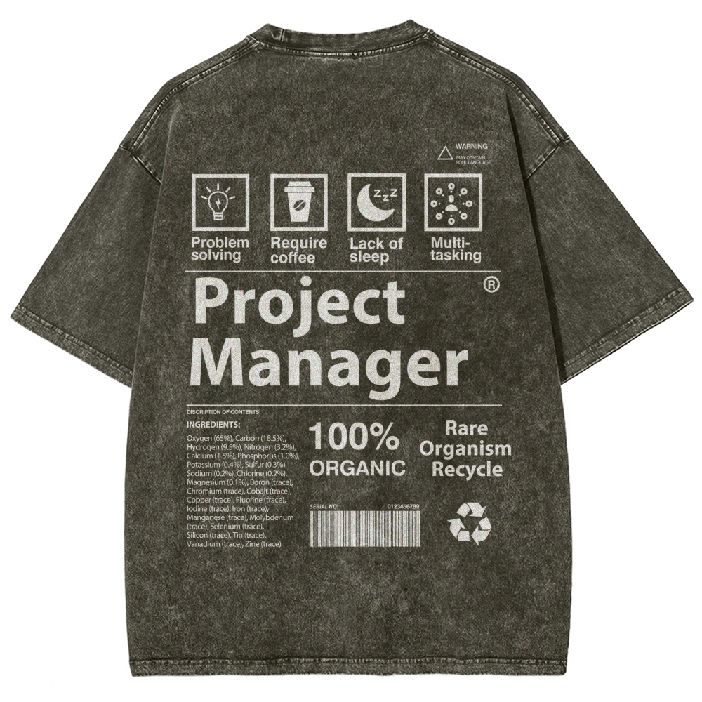 Project Manager Unisex Fit Washed T-Shirt
