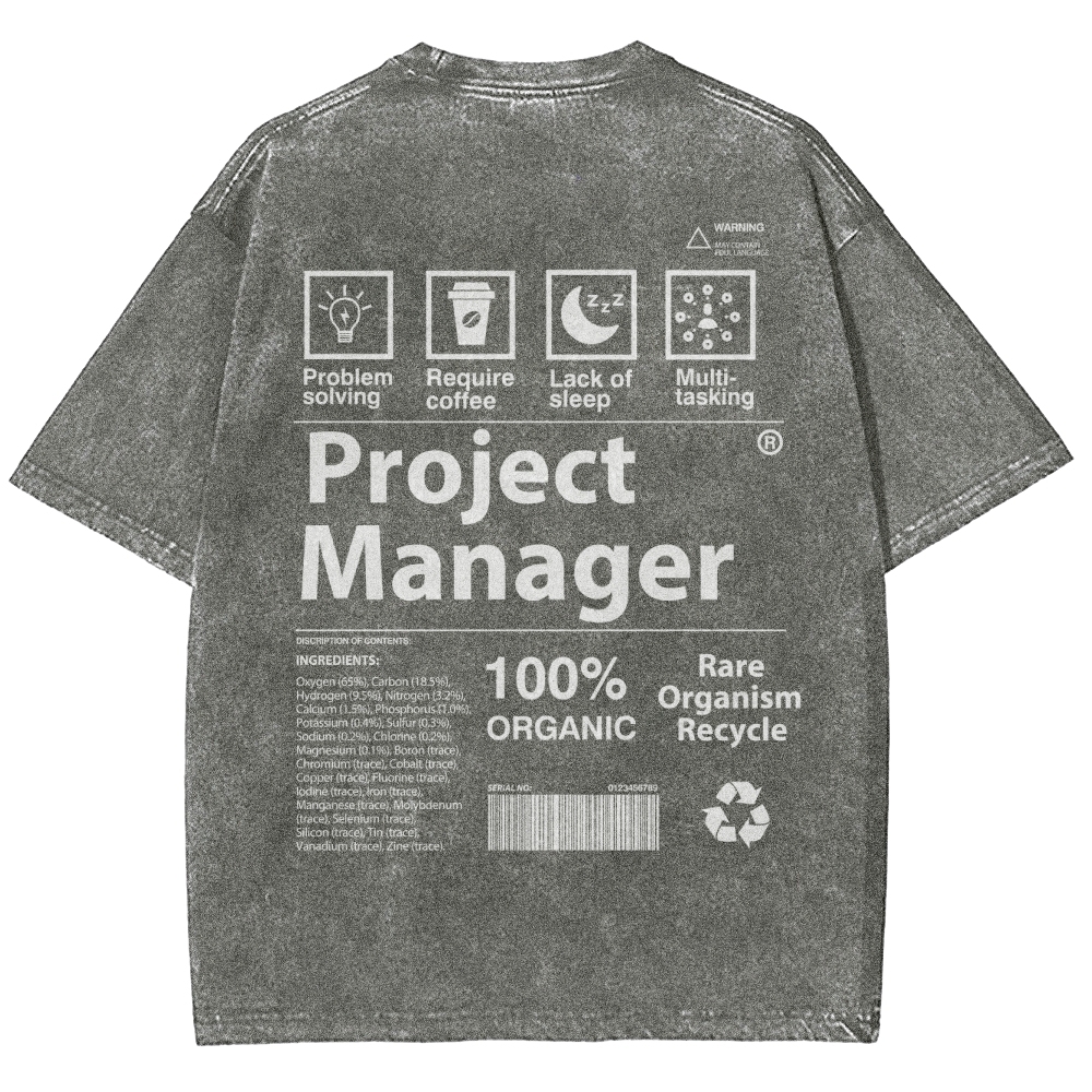 Project Manager Unisex Fit Washed T-Shirt