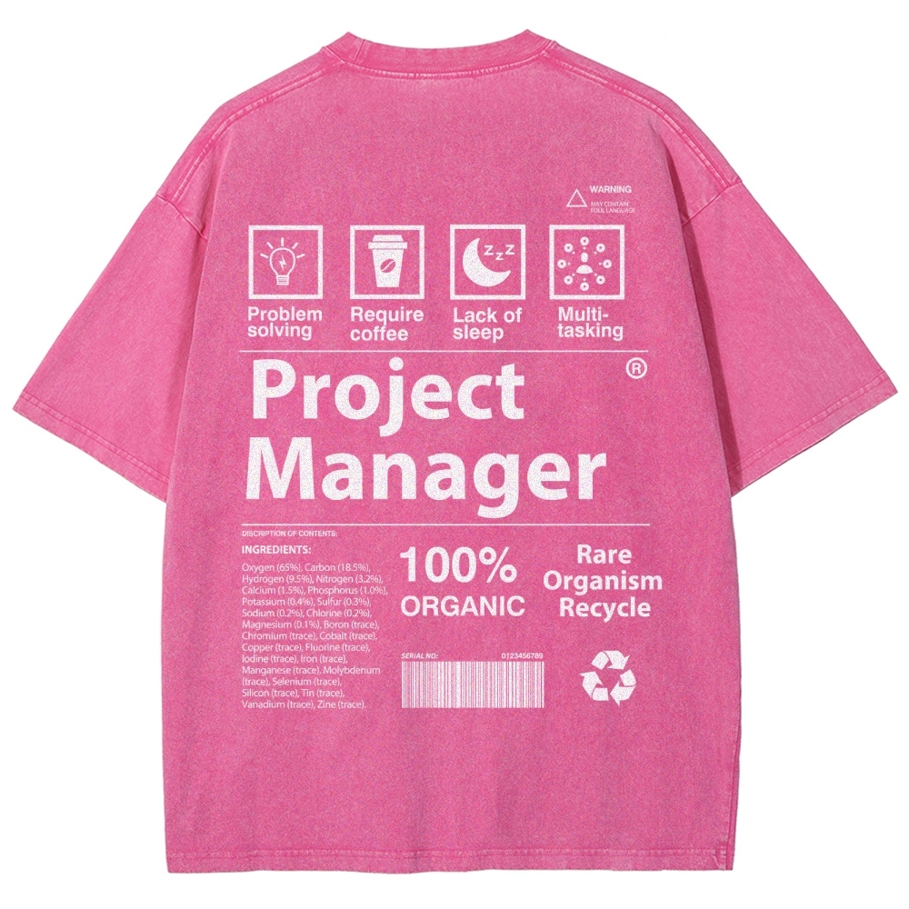 Project Manager Unisex Fit Washed T-Shirt