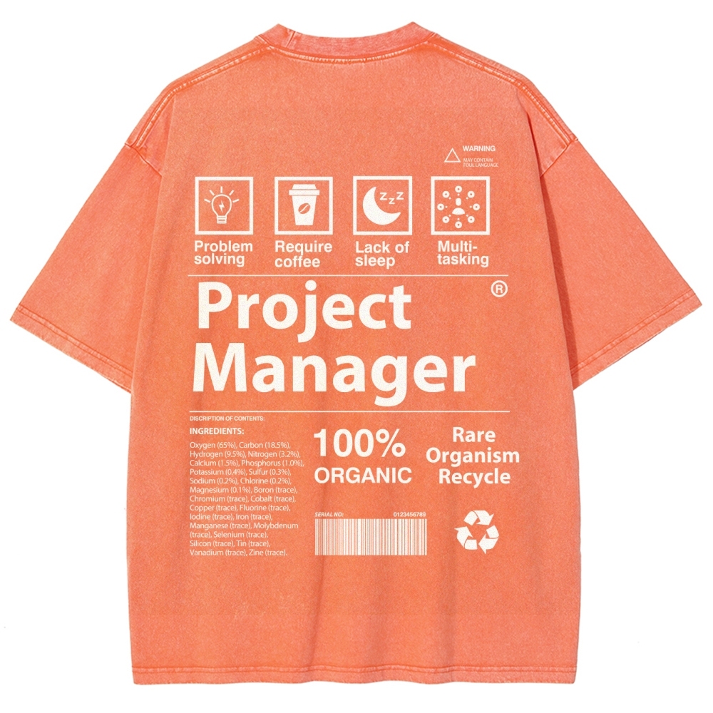 Project Manager Unisex Fit Washed T-Shirt