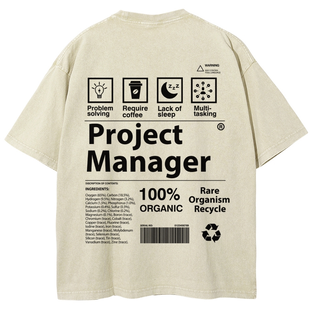 Project Manager Unisex Fit Washed T-Shirt