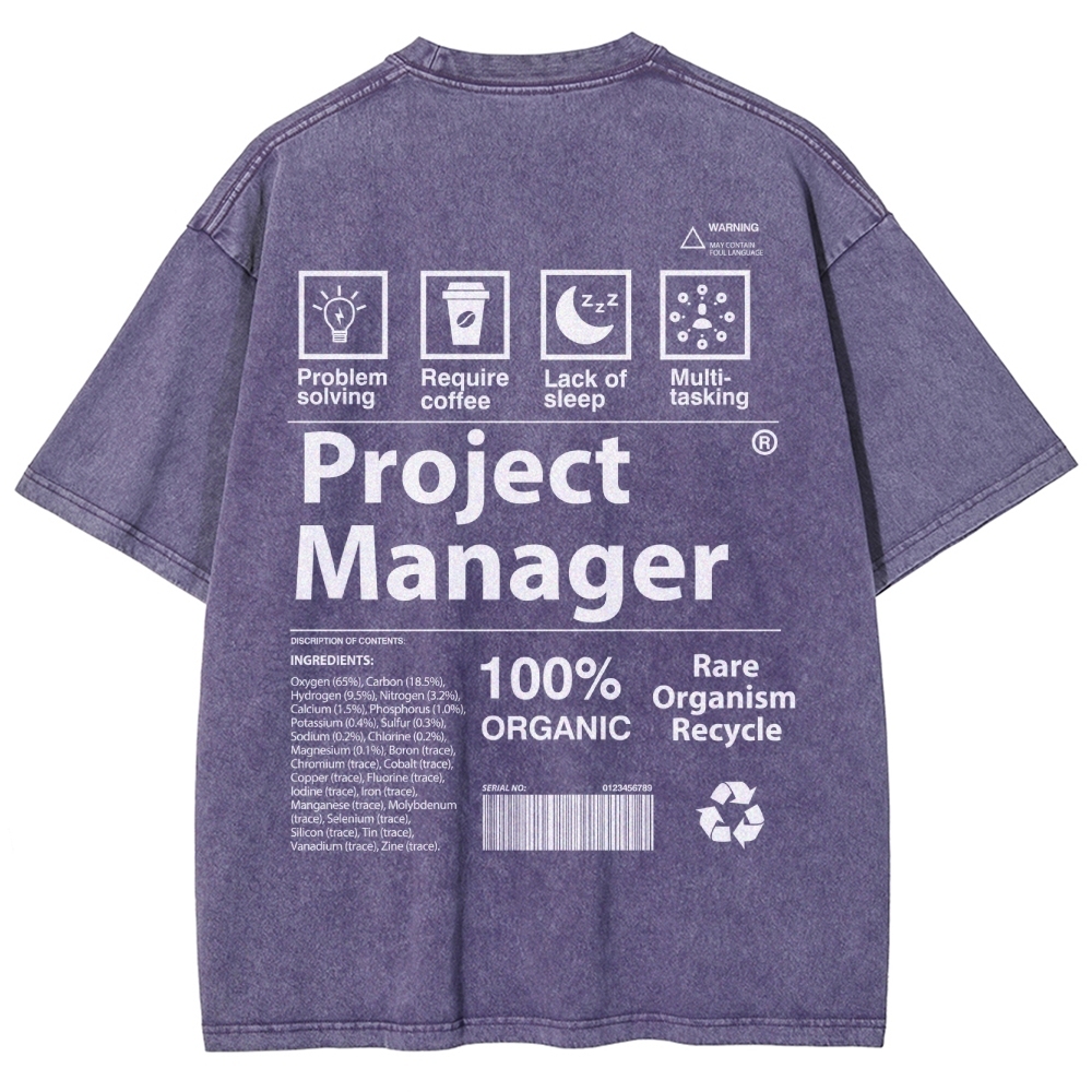 Project Manager Unisex Fit Washed T-Shirt