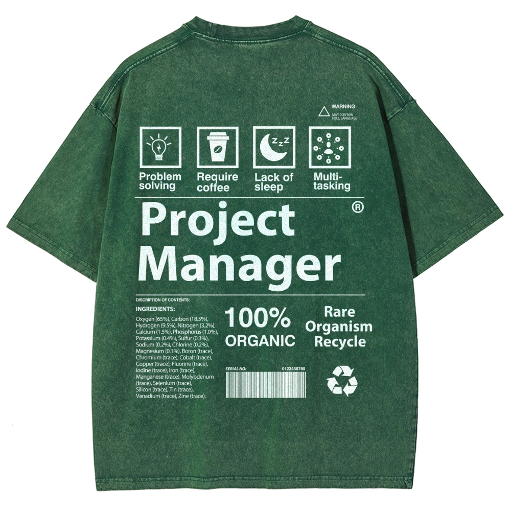 Project Manager Unisex Fit Washed T-Shirt