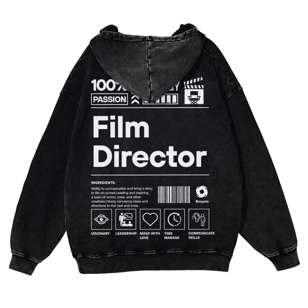 Film Director Unisex Fit Vintage Washed Hoodie