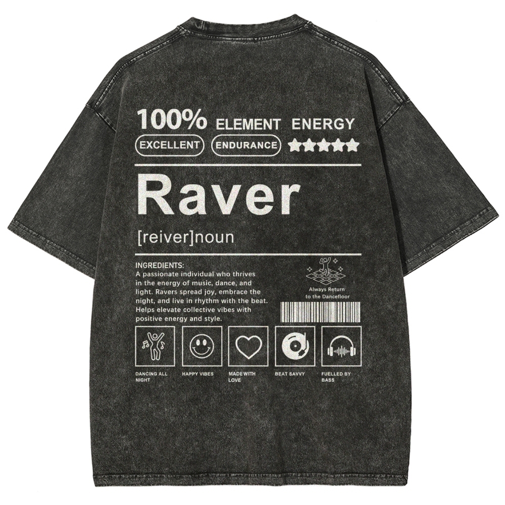 Raver Unisex Fit Washed T-Shirt