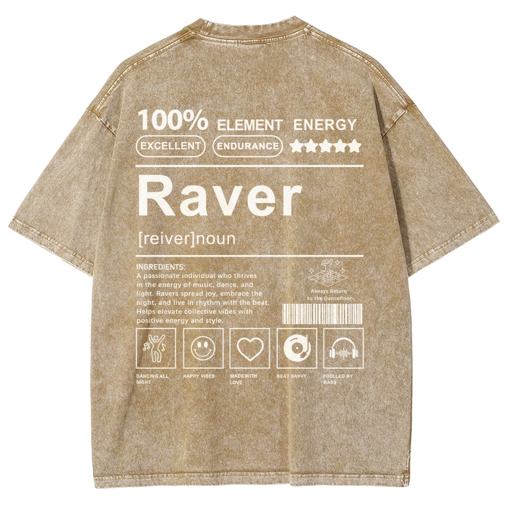 Raver Unisex Fit Washed T-Shirt