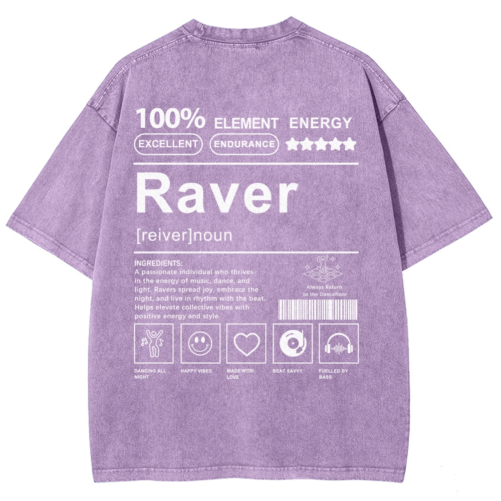 Raver Unisex Fit Washed T-Shirt