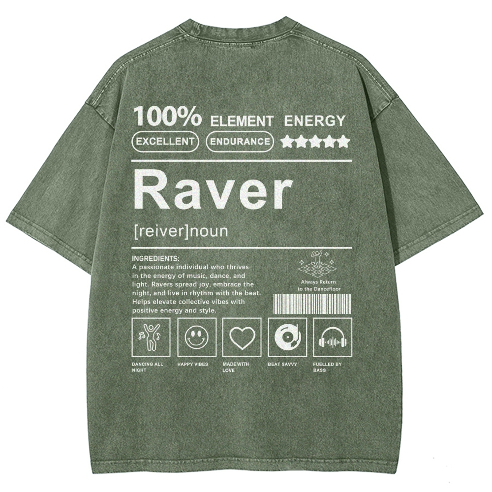 Raver Unisex Fit Washed T-Shirt