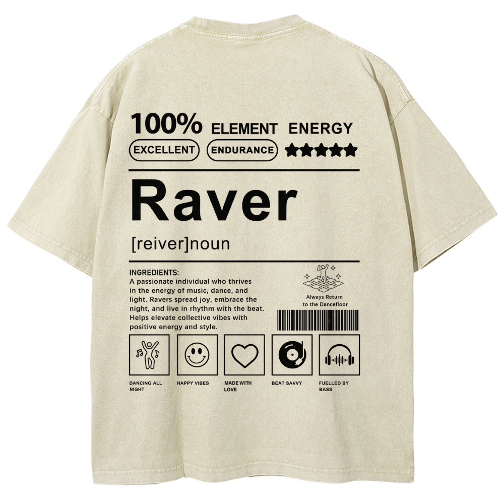 Raver Unisex Fit Washed T-Shirt