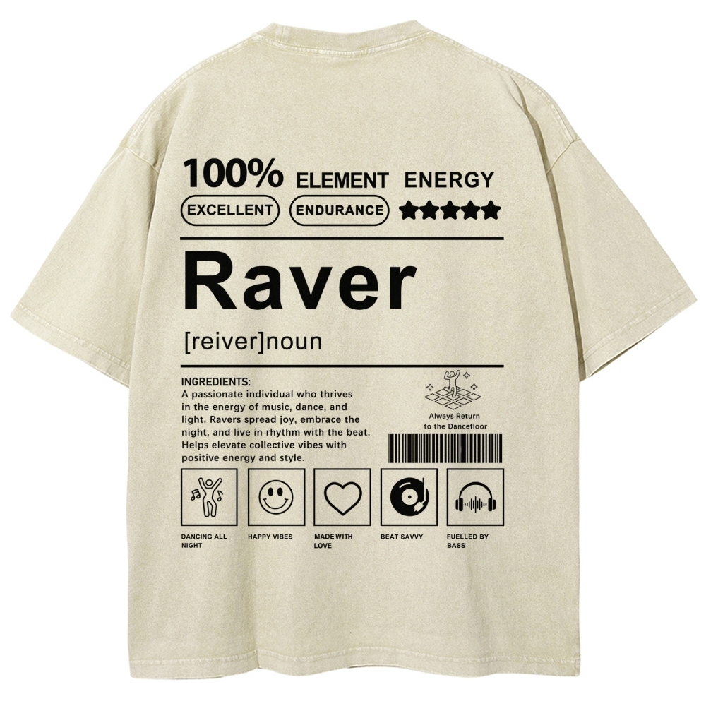 Raver Unisex Fit Washed T-Shirt