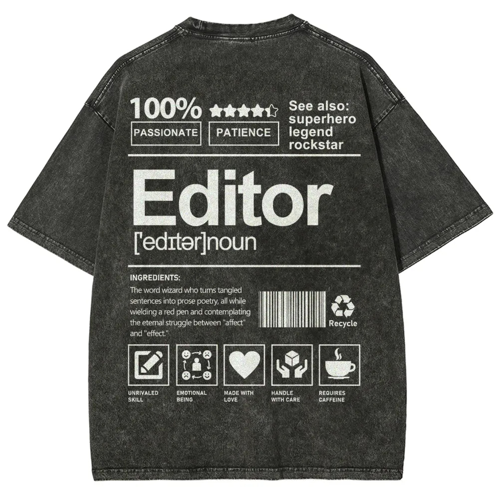 Editor Pattern Washed Vintage Short Sleeves T-Shirt-moweekender