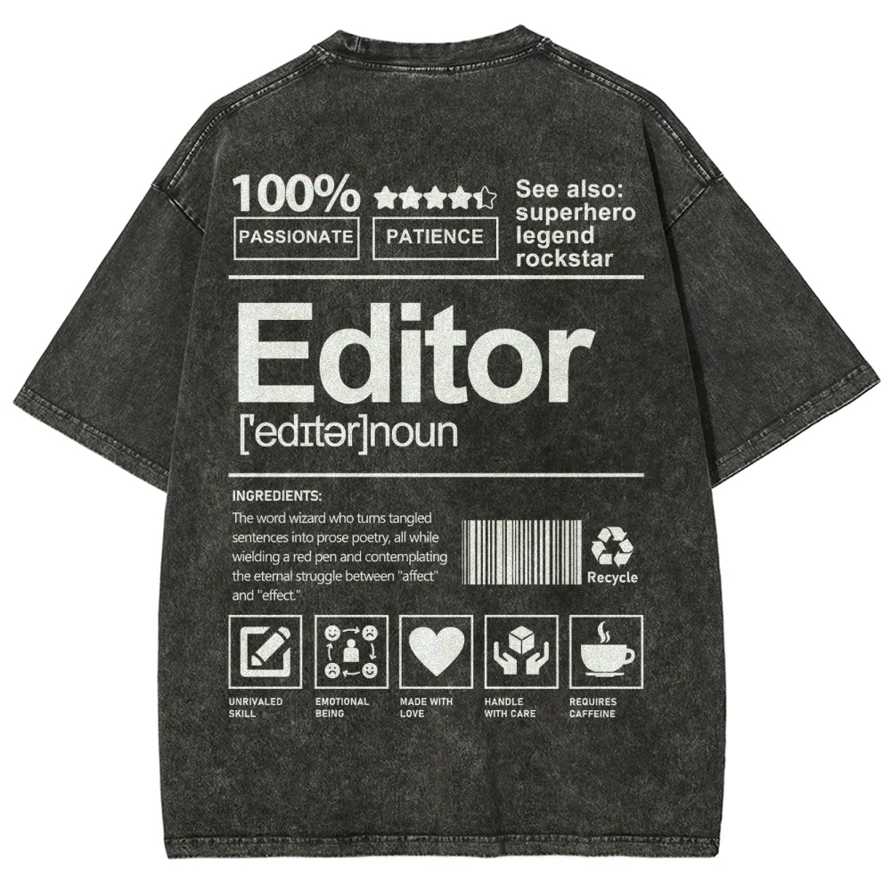Editor Pattern Washed Vintage Short Sleeves T-Shirt-moweekender
