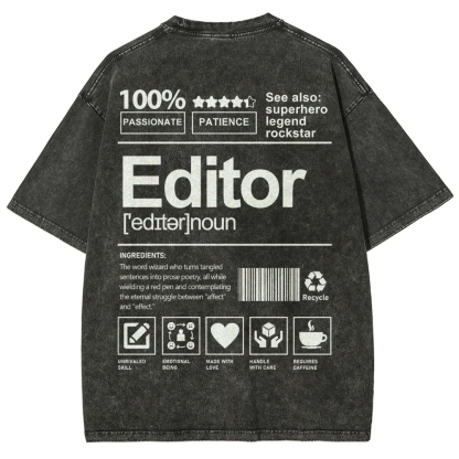 Editor Pattern Washed Vintage Short Sleeves T-Shirt-moweekender