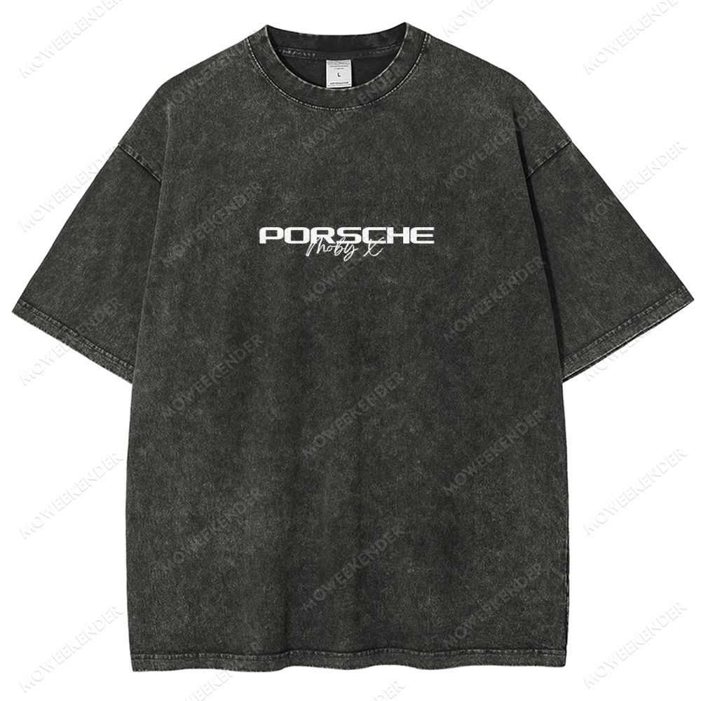 Retro Racing Cars Letter Unisex Fit Washed T-Shirt
