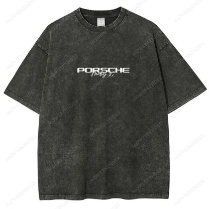 Retro Racing Cars Letter Unisex Fit Washed T-Shirt