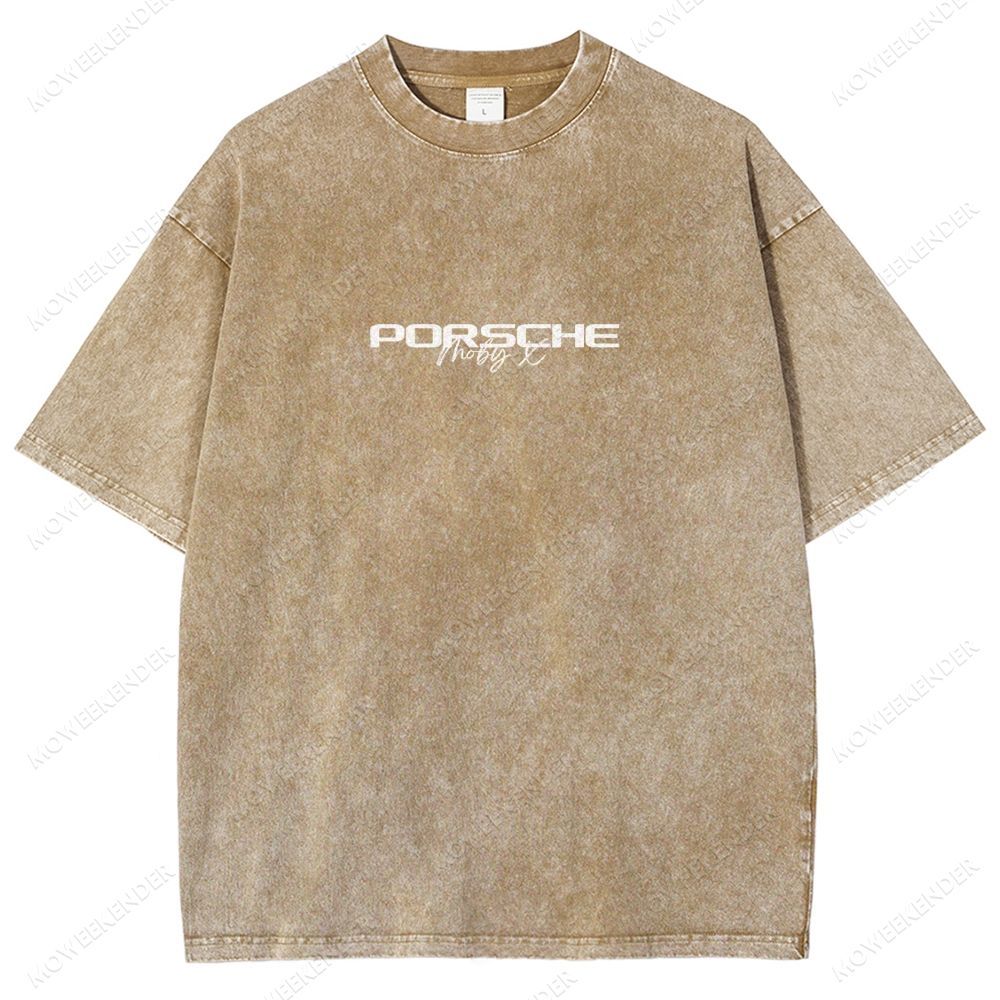 Retro Racing Cars Letter Unisex Fit Washed T-Shirt