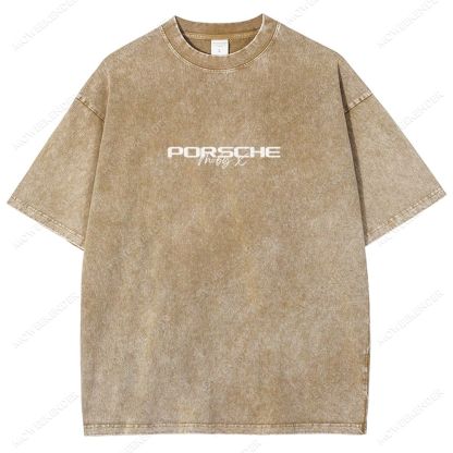 Retro Racing Cars Letter Unisex Fit Washed T-Shirt